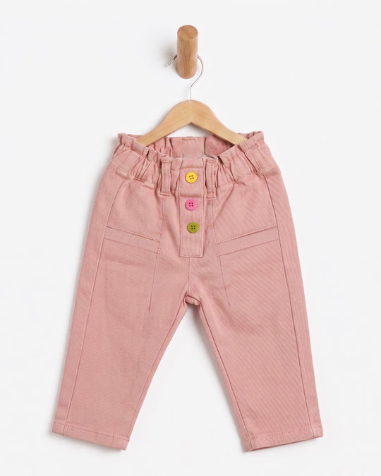 Newborn Girls' Twill Cotton Pants