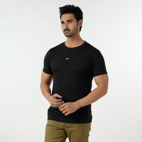 Eminent Men's Round Neck Half Sleeves Printed T-Shirt - Black