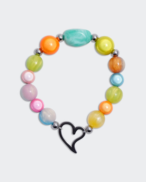 Women's Multicolor Beaded Heart Bracelet