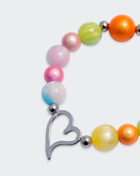 Women's Multicolor Beaded Heart Bracelet