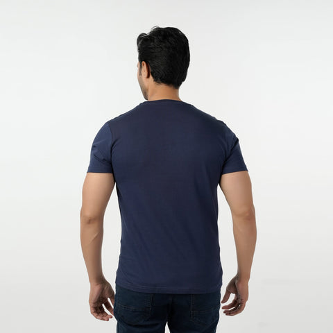 Eminent Men's Round Neck Half Sleeves Printed T-Shirt - Mid Blue, Men's T-Shirts & Polos, Eminent, Chase Value