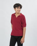 Boys' Plain Acrylic Polo Sweater