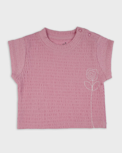 Newborn Girls Textured T-Shirt