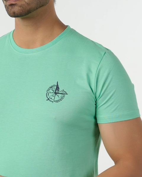 Eminent Men's Round Neck Half Sleeves Printed T-Shirt - Spring Bud, Men's T-Shirts & Polos, Eminent, Chase Value