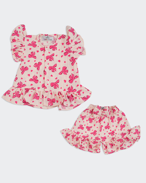 Newborn Girls Printed Seersucker Co-Ord Set