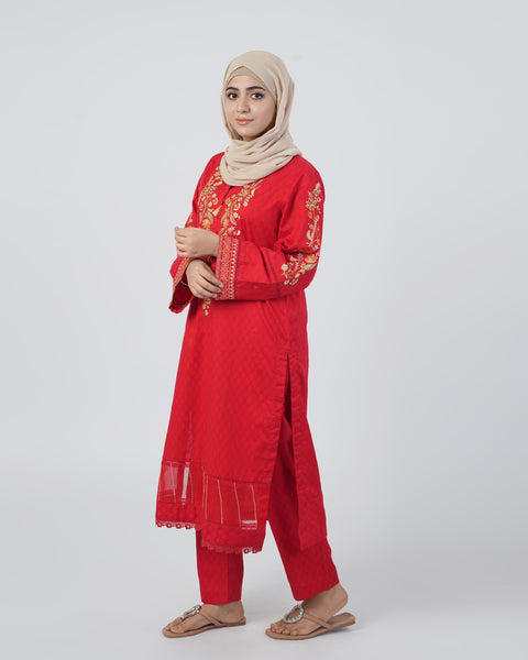 Eminent Women's Embroidered 02 Pcs Shalwar Suits - Red