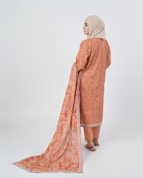 Eminent Women's Embroidered 3Pcs  Stitched Suit - Peach