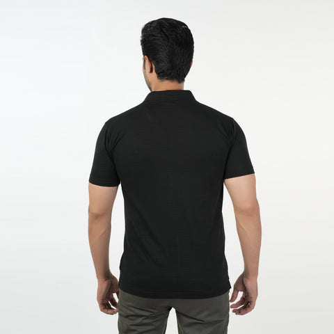 Eminent Men's Half Sleeves Polo Front Open Shirt - Black