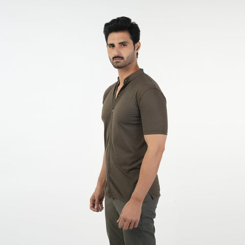 Eminent Men's Half Sleeves Sherwani Collar Front Open T-Shirt