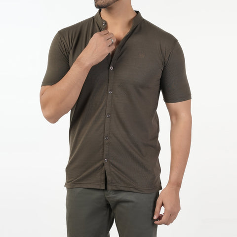 Eminent Men's Half Sleeves Sherwani Collar Front Open T-Shirt