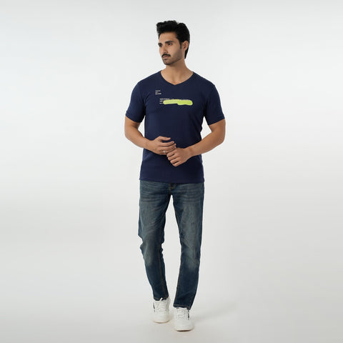 Eminent Men's Round Neck Half Sleeves Printed T-Shirt - Navy Blue, Men's T-Shirts & Polos, Eminent, Chase Value