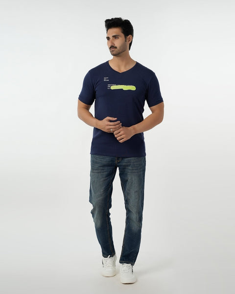 Eminent Men's Round Neck Half Sleeves Printed T-Shirt - Navy Blue, Men's T-Shirts & Polos, Eminent, Chase Value