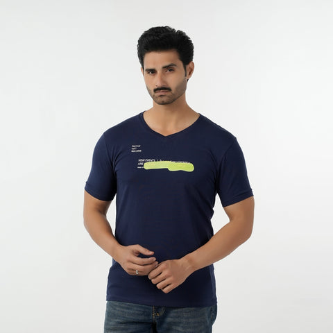 Eminent Men's Round Neck Half Sleeves Printed T-Shirt - Navy Blue, Men's T-Shirts & Polos, Eminent, Chase Value