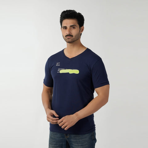 Eminent Men's Round Neck Half Sleeves Printed T-Shirt - Navy Blue, Men's T-Shirts & Polos, Eminent, Chase Value