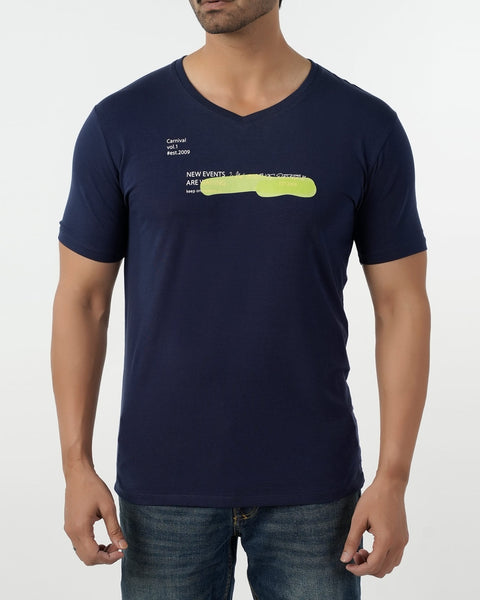 Eminent Men's Round Neck Half Sleeves Printed T-Shirt - Navy Blue, Men's T-Shirts & Polos, Eminent, Chase Value