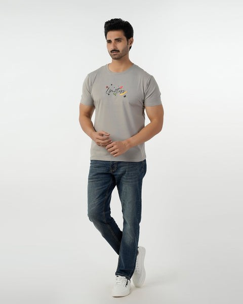 Eminent Men's Round Neck Half Sleeves Printed T-Shirt - Ash Grey, Men's T-Shirts & Polos, Eminent, Chase Value