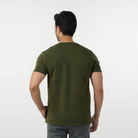 Eminent Men's Round Neck Half Sleeves Printed T-Shirt - Olive Green, Men's T-Shirts & Polos, Eminent, Chase Value