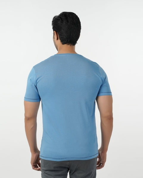 Eminent Men's Round Neck Half Sleeves Printed T-Shirt - Blue, Men's T-Shirts & Polos, Eminent, Chase Value