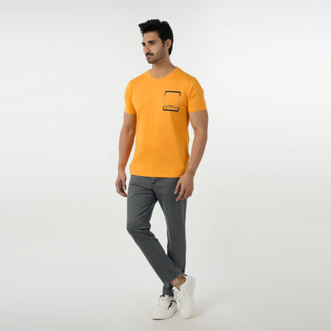 Eminent Men's Round Neck Half Sleeves Printed T-Shirt - Yellow, Men's T-Shirts & Polos, Eminent, Chase Value