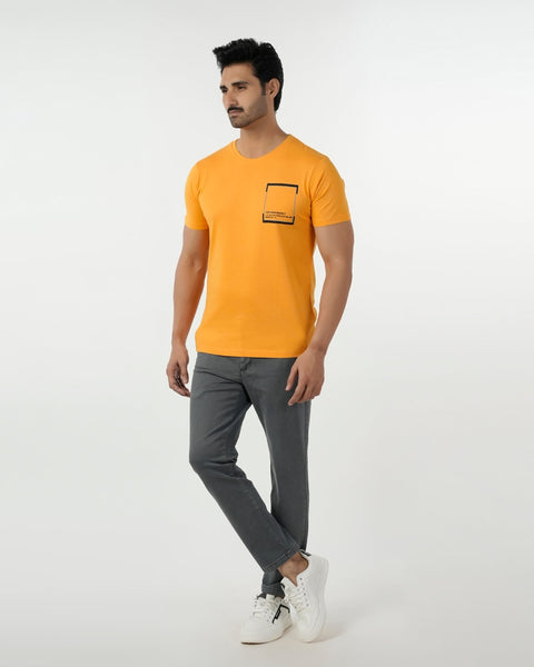 Eminent Men's Round Neck Half Sleeves Printed T-Shirt - Yellow, Men's T-Shirts & Polos, Eminent, Chase Value