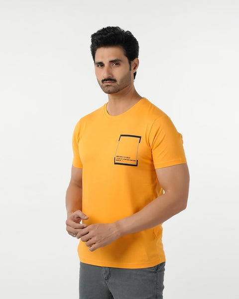 Eminent Men's Round Neck Half Sleeves Printed T-Shirt - Yellow, Men's T-Shirts & Polos, Eminent, Chase Value