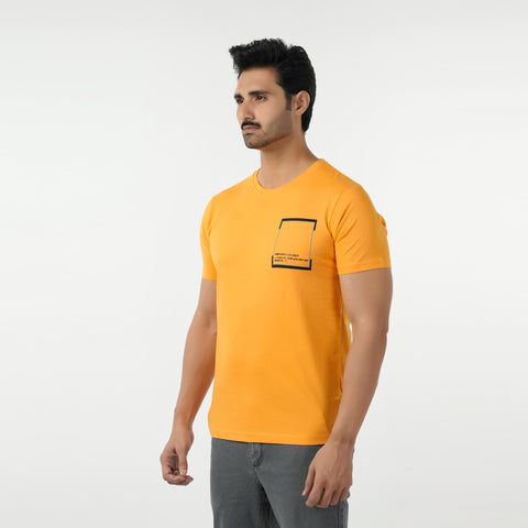 Eminent Men's Round Neck Half Sleeves Printed T-Shirt - Yellow, Men's T-Shirts & Polos, Eminent, Chase Value