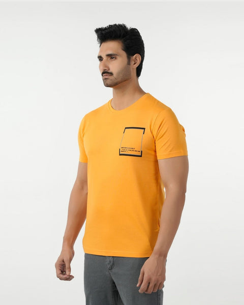 Eminent Men's Round Neck Half Sleeves Printed T-Shirt - Yellow, Men's T-Shirts & Polos, Eminent, Chase Value