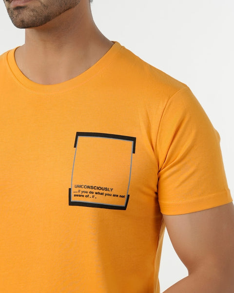 Eminent Men's Round Neck Half Sleeves Printed T-Shirt - Yellow, Men's T-Shirts & Polos, Eminent, Chase Value