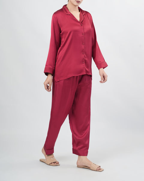 Women's Relaxed Fit Silk Pajama Set