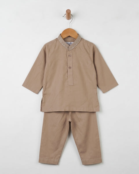 Newborn Boys' Plain Cotton Kurta Shalwar
