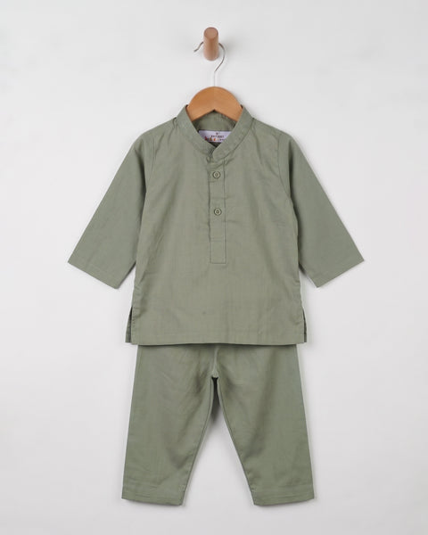 Newborn Boys' Plain Cotton Kurta Shalwar