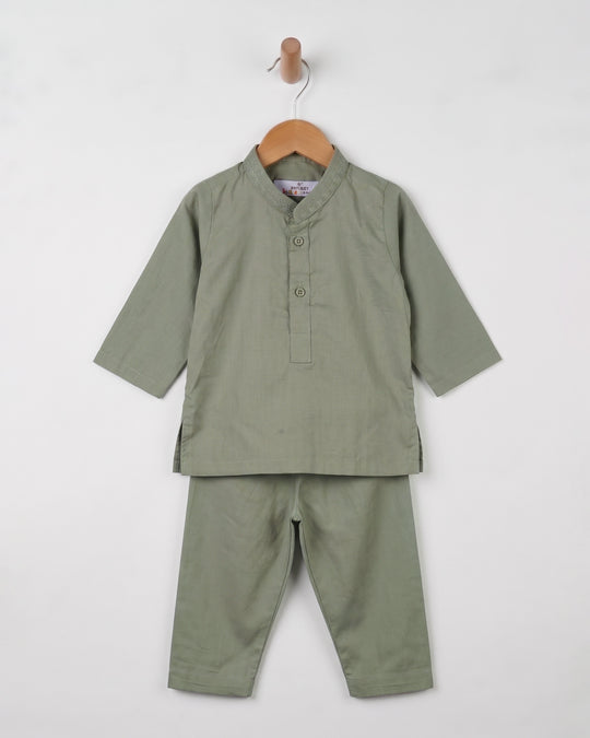Newborn Boys' Plain Cotton Kurta Shalwar