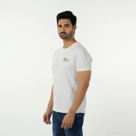 Eminent Men's Round Neck Half Sleeves Printed T-Shirt - Oatmeal, Men's T-Shirts & Polos, Eminent, Chase Value