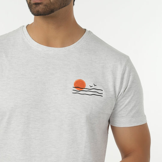 Eminent Men's Round Neck Half Sleeves Printed T-Shirt - Oatmeal, Men's T-Shirts & Polos, Eminent, Chase Value