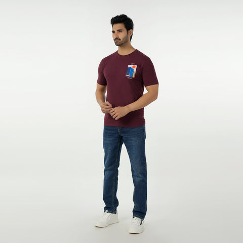 Eminent Men's Round Neck Half Sleeves Printed T-Shirt - Maroon, Men's T-Shirts & Polos, Eminent, Chase Value