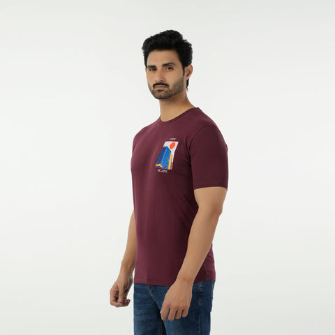 Eminent Men's Round Neck Half Sleeves Printed T-Shirt - Maroon, Men's T-Shirts & Polos, Eminent, Chase Value