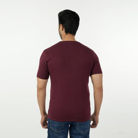 Eminent Men's Round Neck Half Sleeves Printed T-Shirt - Maroon, Men's T-Shirts & Polos, Eminent, Chase Value