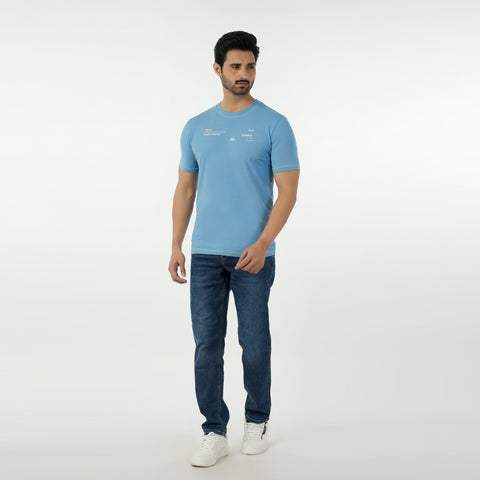 Eminent Men's Round Neck Half Sleeves Printed T-Shirt - Blue, Men's T-Shirts & Polos, Eminent, Chase Value