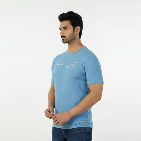 Eminent Men's Round Neck Half Sleeves Printed T-Shirt - Blue, Men's T-Shirts & Polos, Eminent, Chase Value