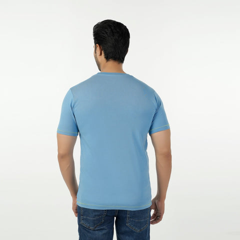Eminent Men's Round Neck Half Sleeves Printed T-Shirt - Blue, Men's T-Shirts & Polos, Eminent, Chase Value