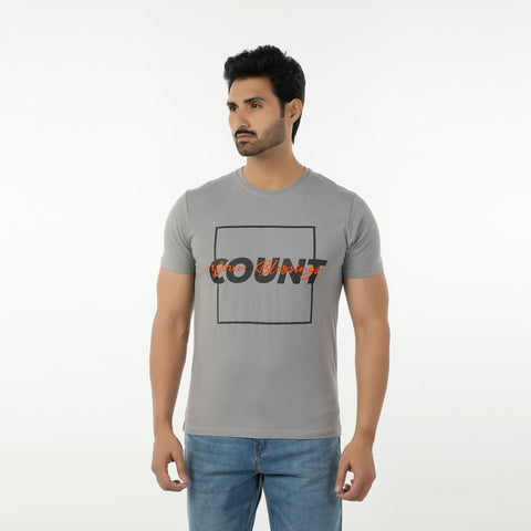 Eminent Men's Round Neck Half Sleeves Printed T-Shirt - Frost Grey, Men's T-Shirts & Polos, Eminent, Chase Value