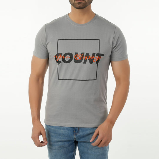 Eminent Men's Round Neck Half Sleeves Printed T-Shirt - Frost Grey, Men's T-Shirts & Polos, Eminent, Chase Value