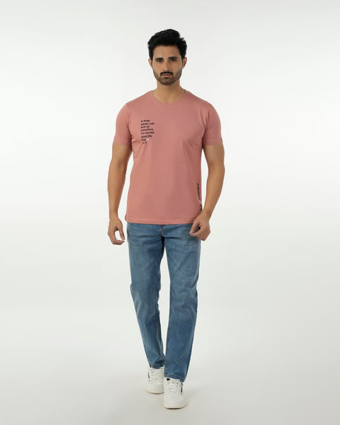 Eminent Men's Round Neck Half Sleeves Printed T-Shirt - Pink, Men's T-Shirts & Polos, Eminent, Chase Value