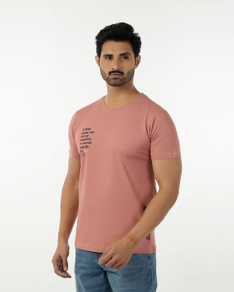 Eminent Men's Round Neck Half Sleeves Printed T-Shirt - Pink, Men's T-Shirts & Polos, Eminent, Chase Value