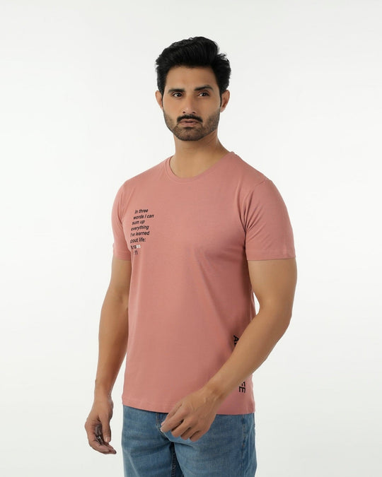 Eminent Men's Round Neck Half Sleeves Printed T-Shirt - Pink, Men's T-Shirts & Polos, Eminent, Chase Value