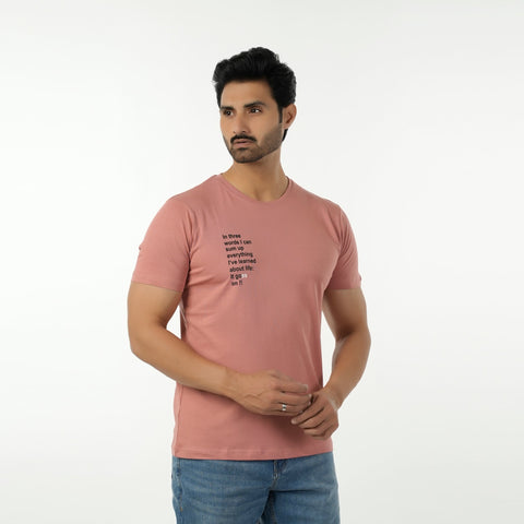 Eminent Men's Round Neck Half Sleeves Printed T-Shirt - Pink, Men's T-Shirts & Polos, Eminent, Chase Value