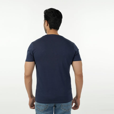 Eminent Men's Round Neck Half Sleeves Printed T-Shirt - Mid Blue, Men's T-Shirts & Polos, Eminent, Chase Value