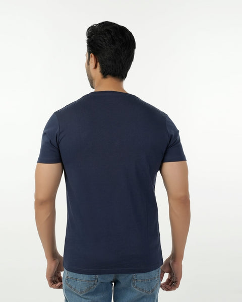 Eminent Men's Round Neck Half Sleeves Printed T-Shirt - Mid Blue, Men's T-Shirts & Polos, Eminent, Chase Value