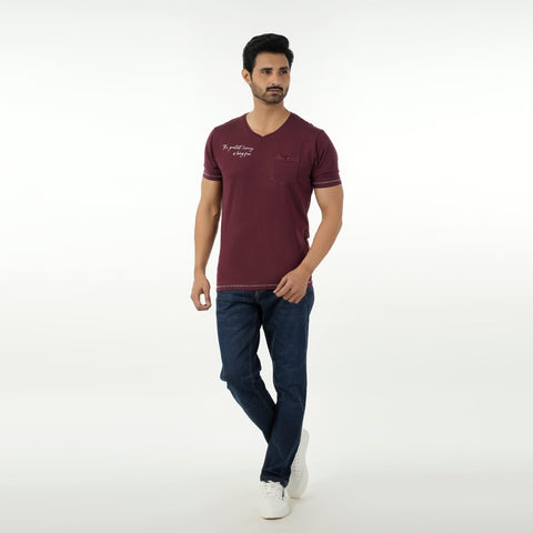 Eminent Men's Round Neck Half Sleeves Printed T-Shirt - Maroon, Men's T-Shirts & Polos, Eminent, Chase Value