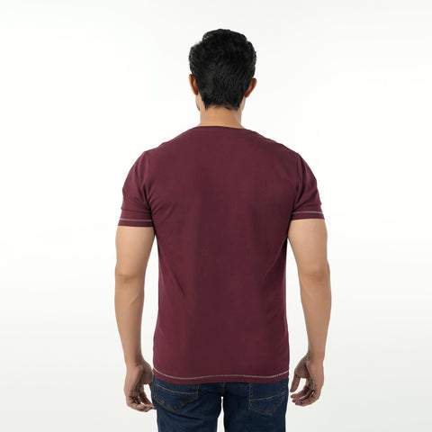 Eminent Men's Round Neck Half Sleeves Printed T-Shirt - Maroon, Men's T-Shirts & Polos, Eminent, Chase Value